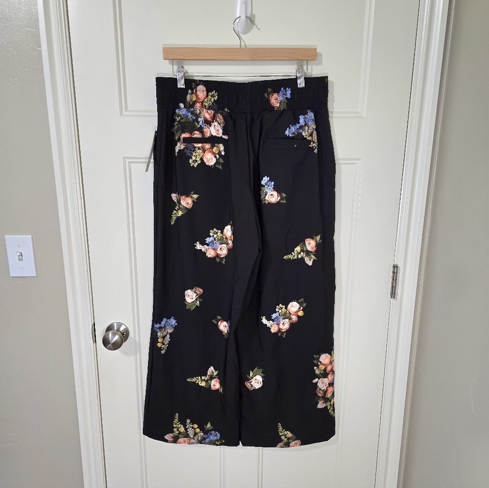 Albion Audrey Wide Leg Pants Rose Black Women's‎ Large Tall New NWT - Picture 3 of 11